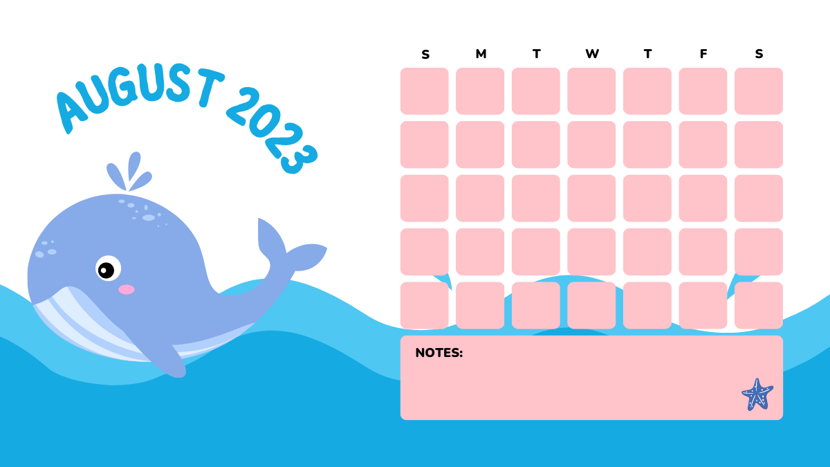 August 2023 Calendar Cute