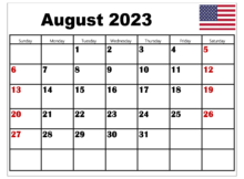 August 2023 USA Holidays Calendar