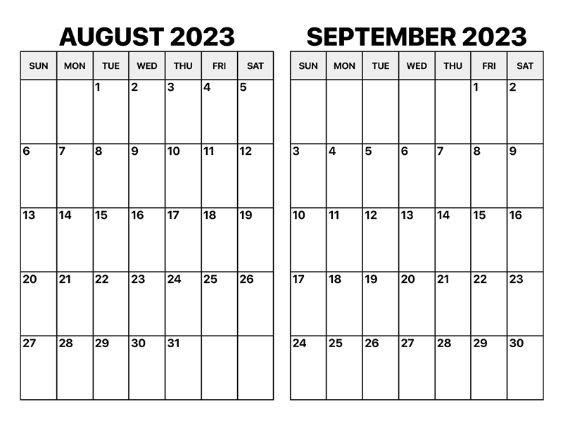 August and September 2023 Calendar