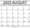 Blank Calendar Pages August 2023