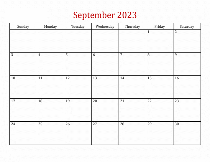 Blank Calendar Pages September 2023