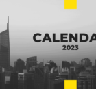 Blank Monochrome City Skyline Modern Desk Calendar 2023