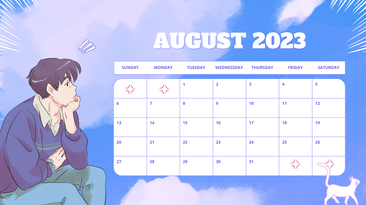 Cute August 2023 Calendar Printable