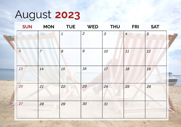 Cute August 2023 Calendar Wallpaper