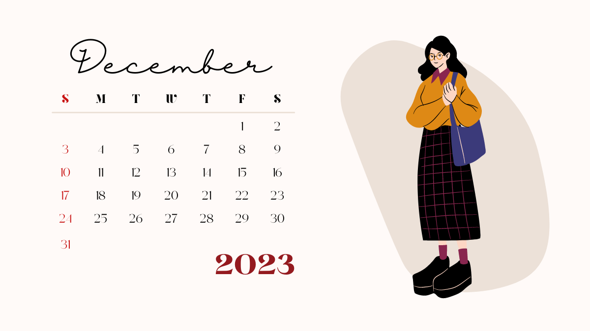 Cute December 2023 Desk Calendar