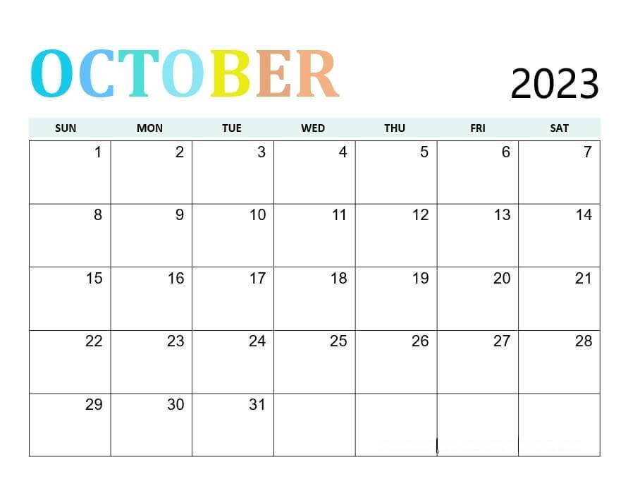 Cute October 2023 Calendar