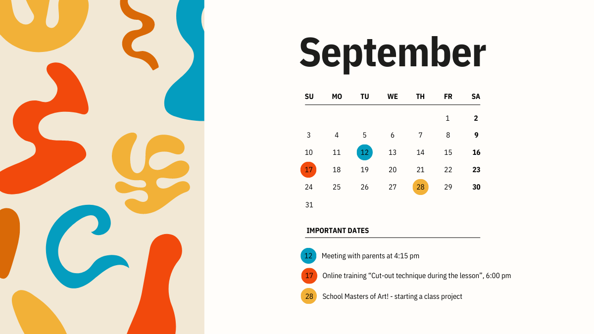 Cute September 2023 Calendar For Kids