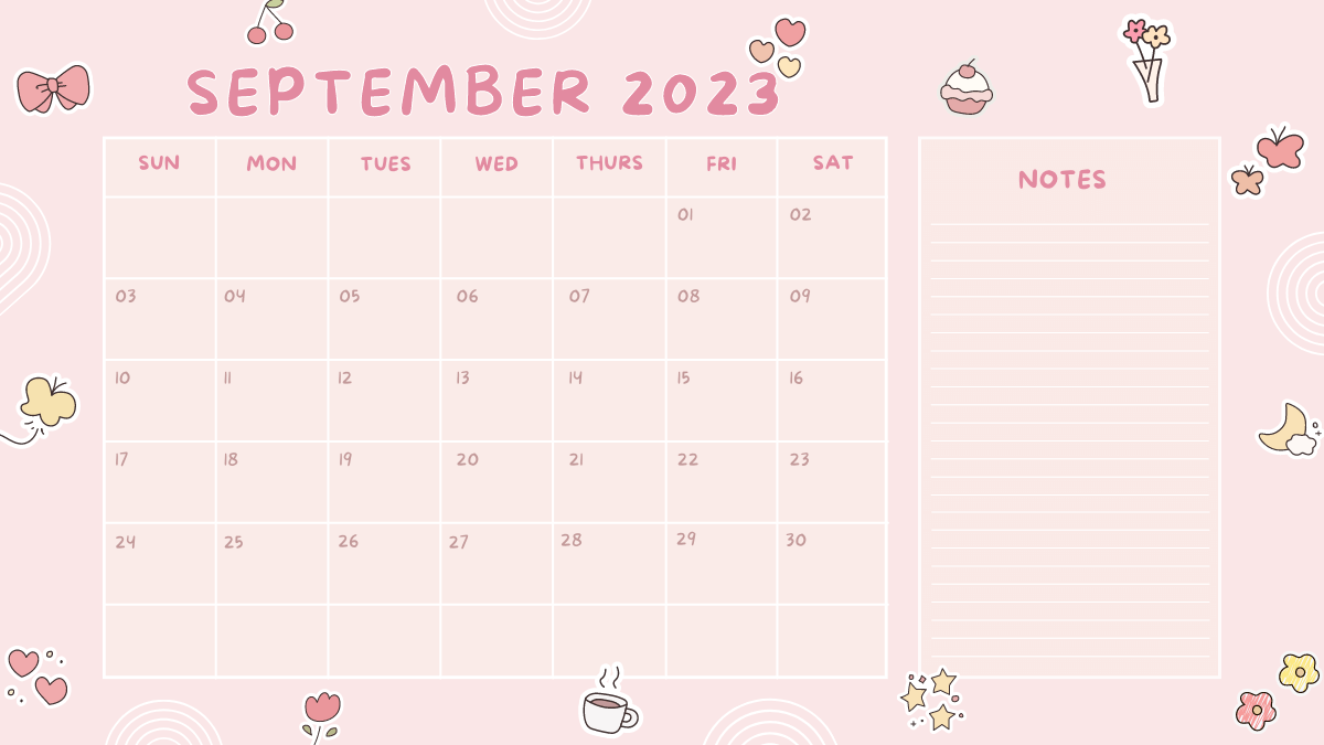 Cute September 2023 Calendar Template