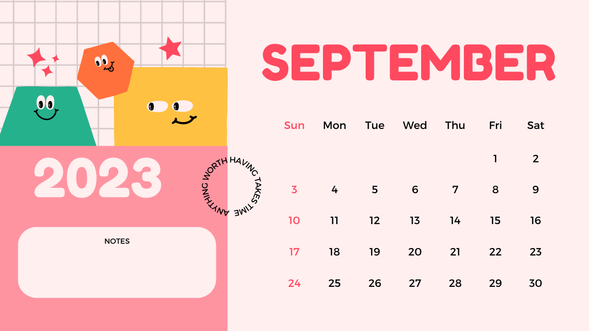 Cute September 2023 Desk Calendar