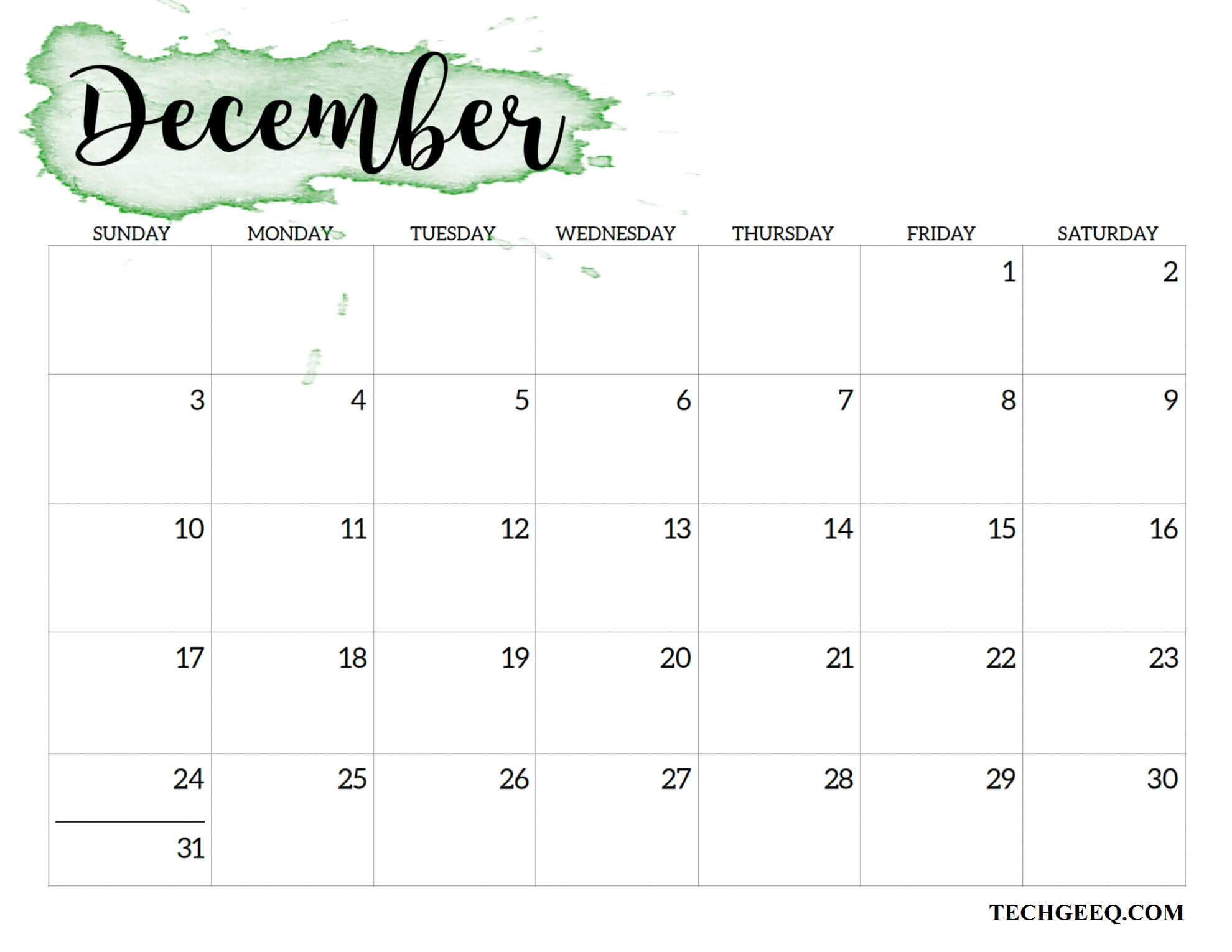 December 2023 Calendar PDF