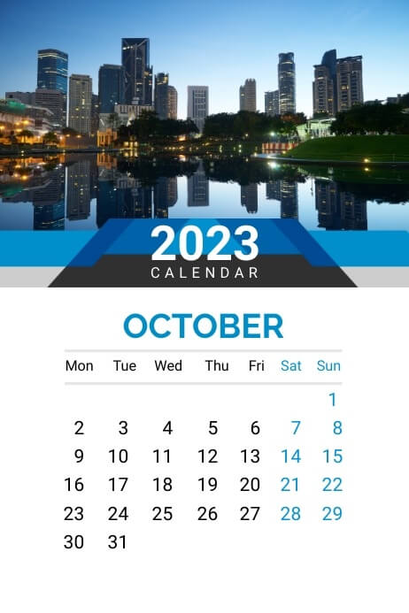 Decorative October Calendar 2023