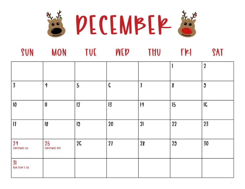 Editable December 2023 Printable Calendar