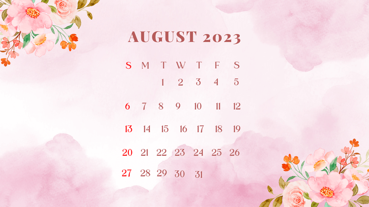 Floral August 2023 Desk Calendar