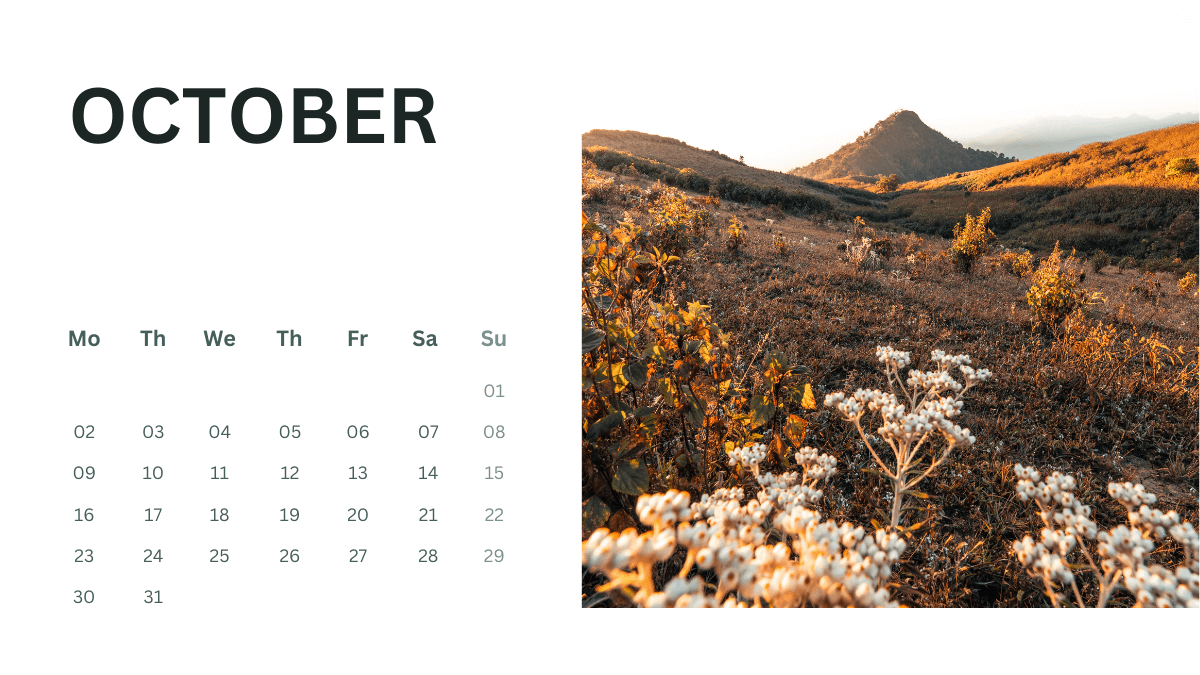 Floral Calendar October 2023