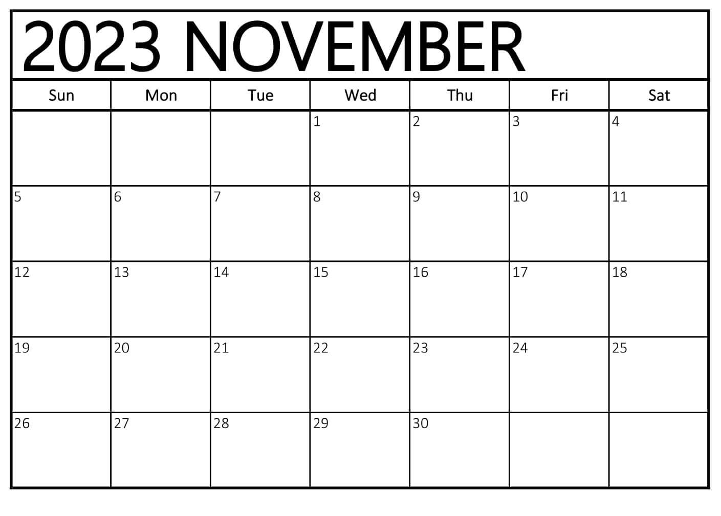November 2023 Calendar PDF
