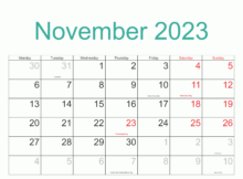 November 2023 Calendar Printable With Holidays