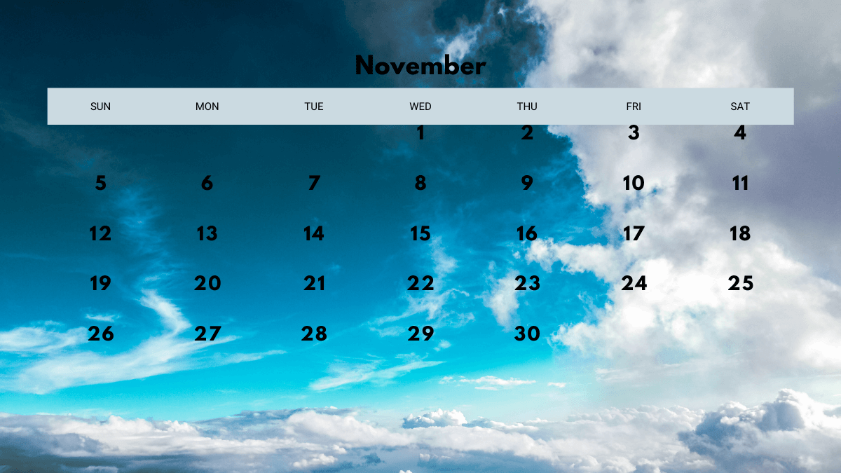 November 2023 Desktop Calendar Wallpaper