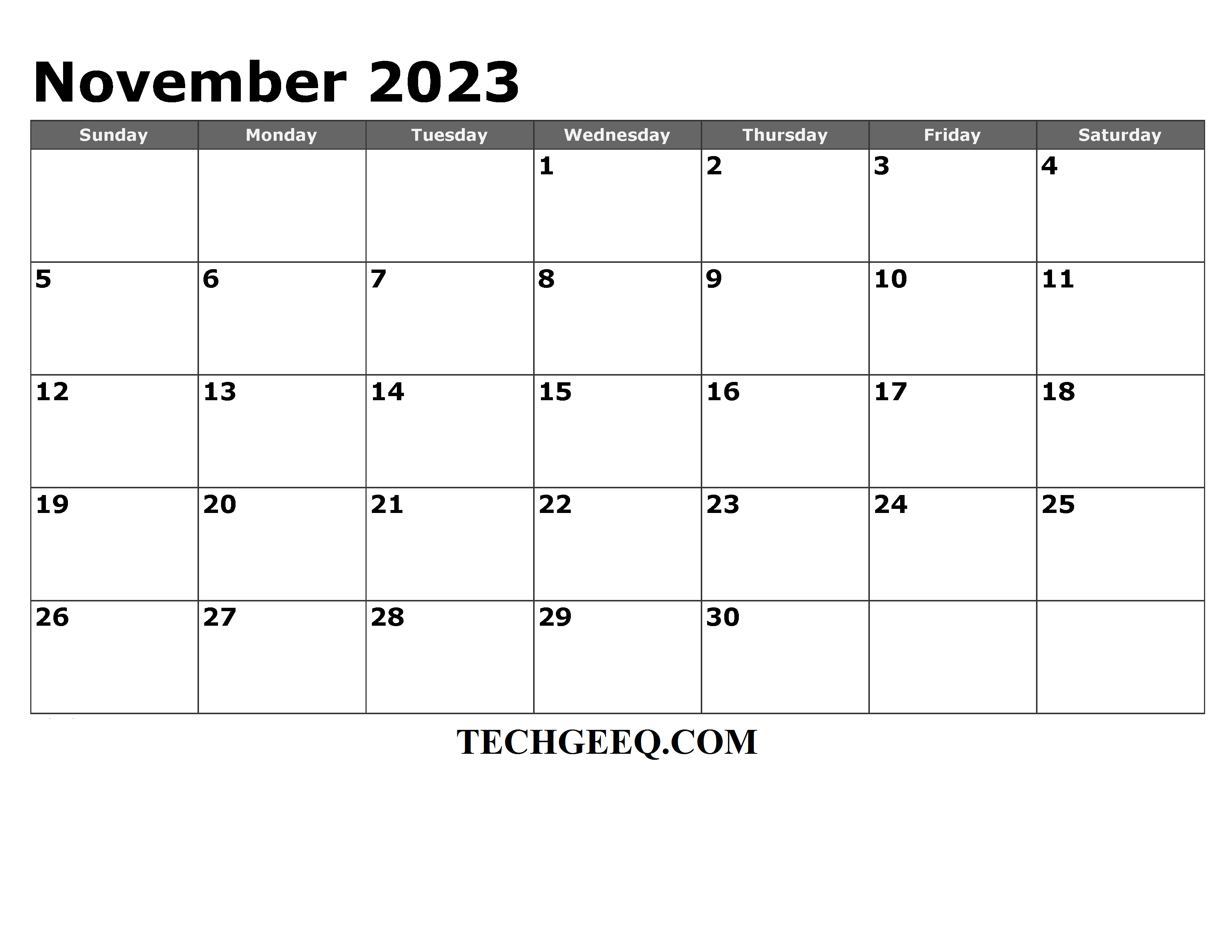 November 2023 Editable Blank Template