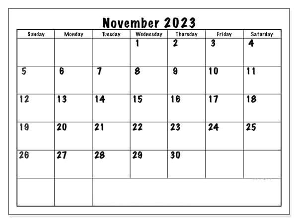 November 2023 Printable Calendar PDF
