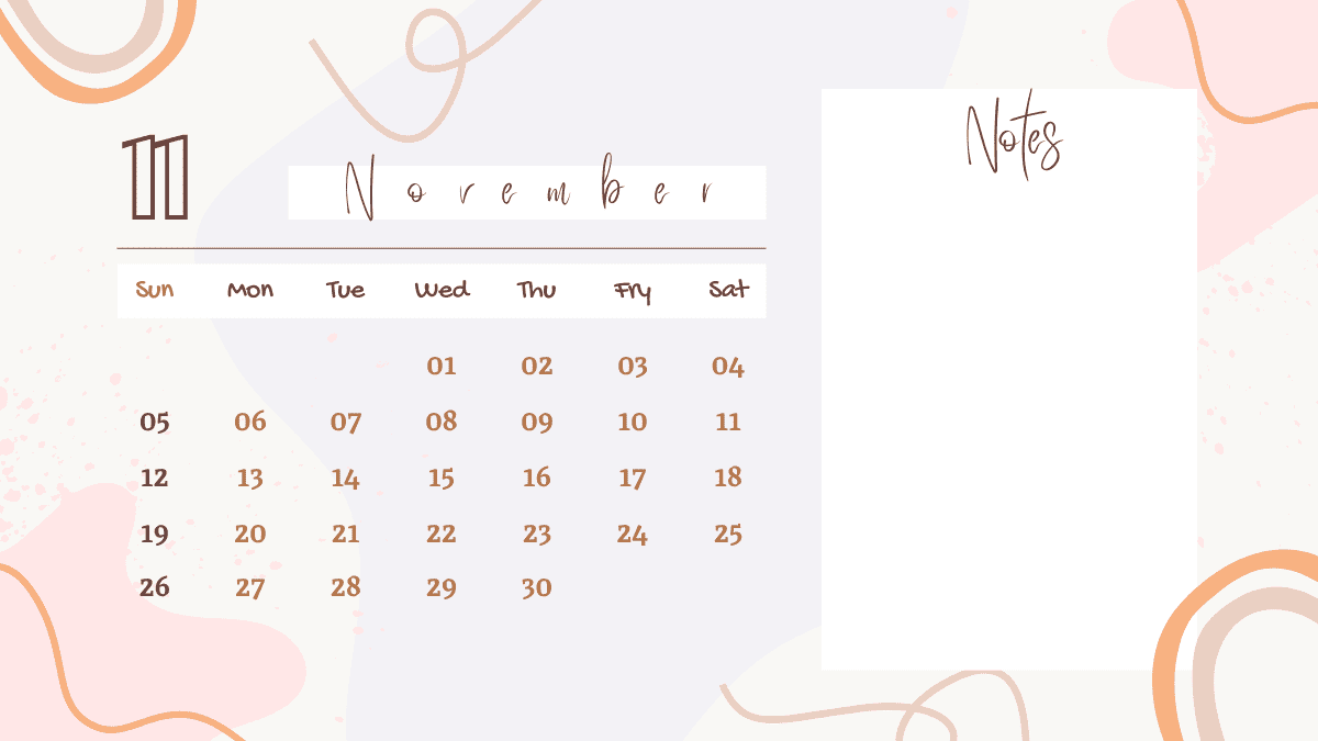 November Cute Calendar 2023