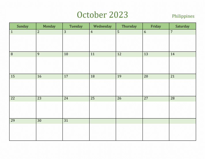 October 2023 Calendar with Philippines