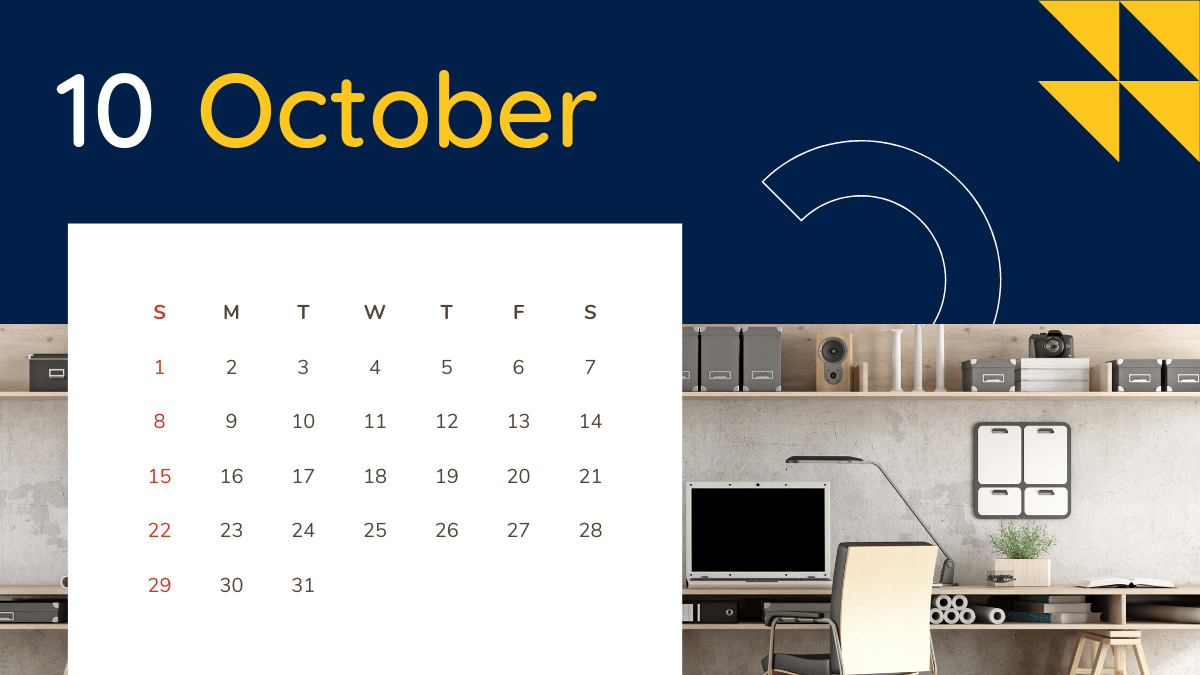 October 2023 Screensaver Background Calendar
