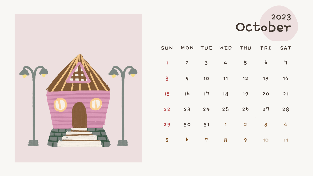 October 2023 Screensaver Calendar Wallpaper