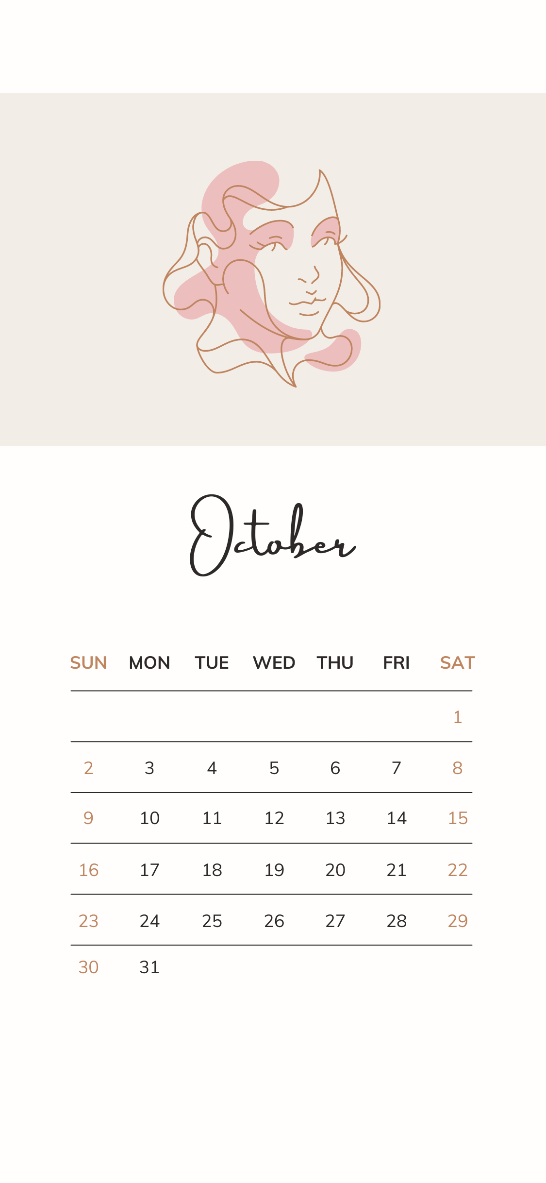 October 2023 iPhone Calendar