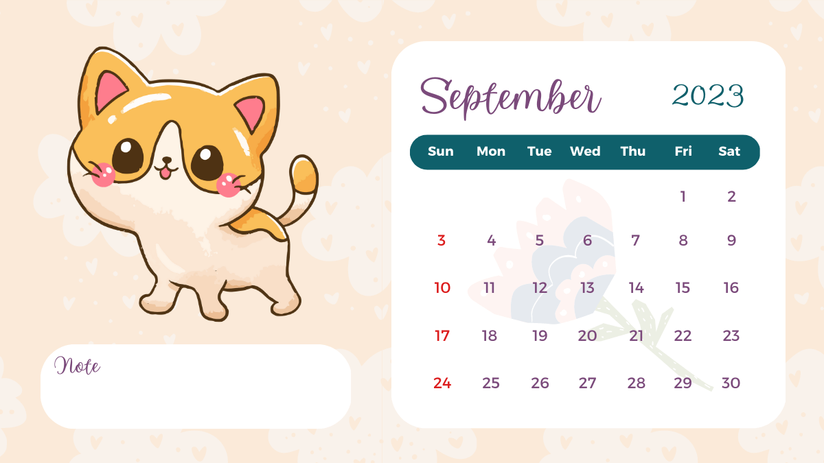 Printable Cute September 2023 Calendar
