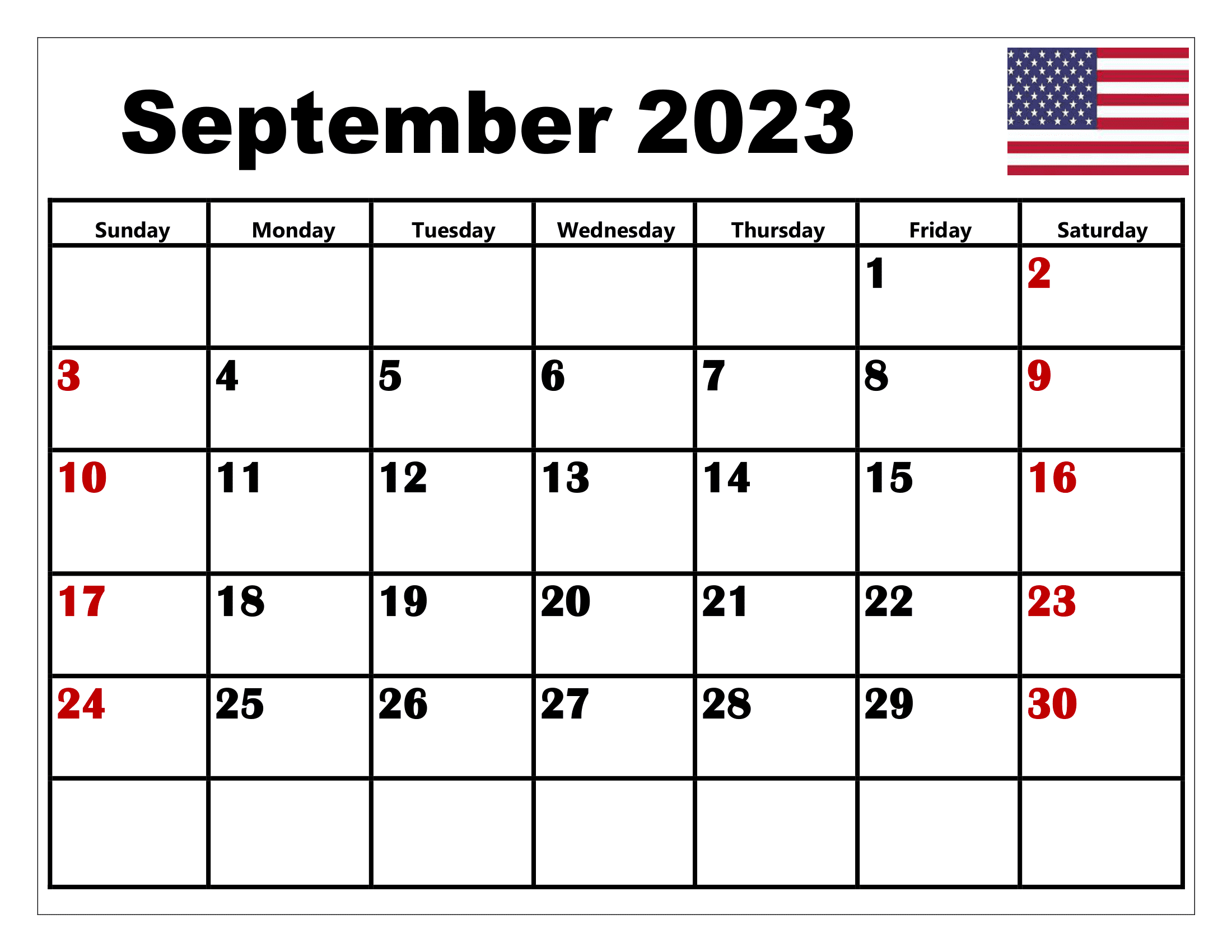 September 2023 Calendar Holidays PDF