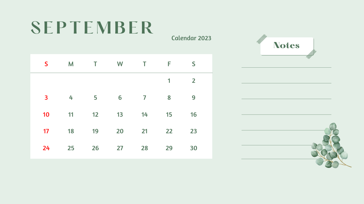 September 2023 Desk Calendar