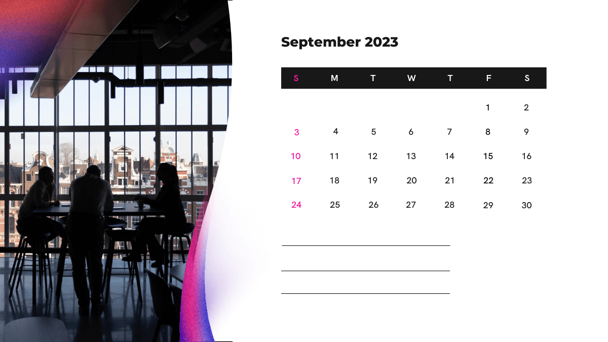 September 2023 Desktop Calendar Wallpaper