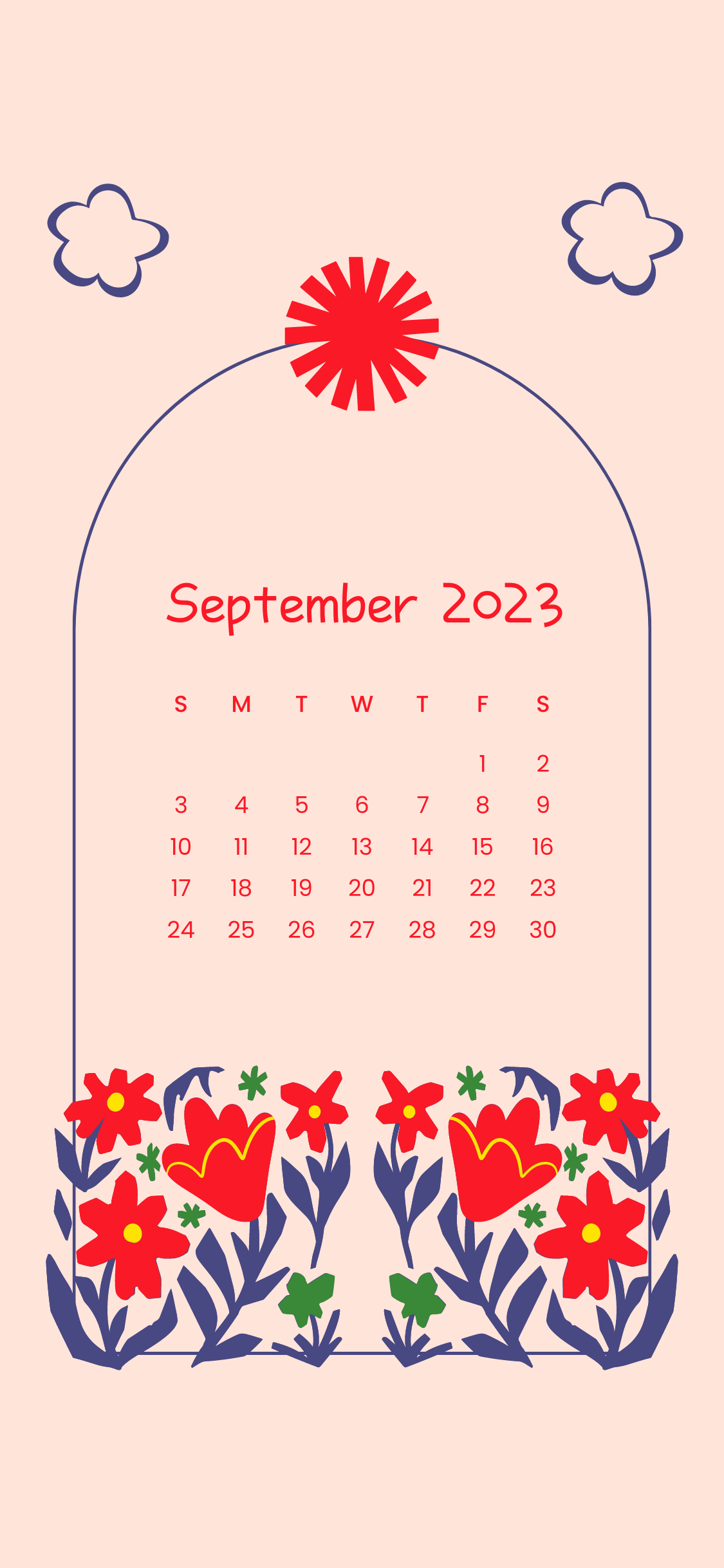 September 2023 iPhone Calendar Wallpaper