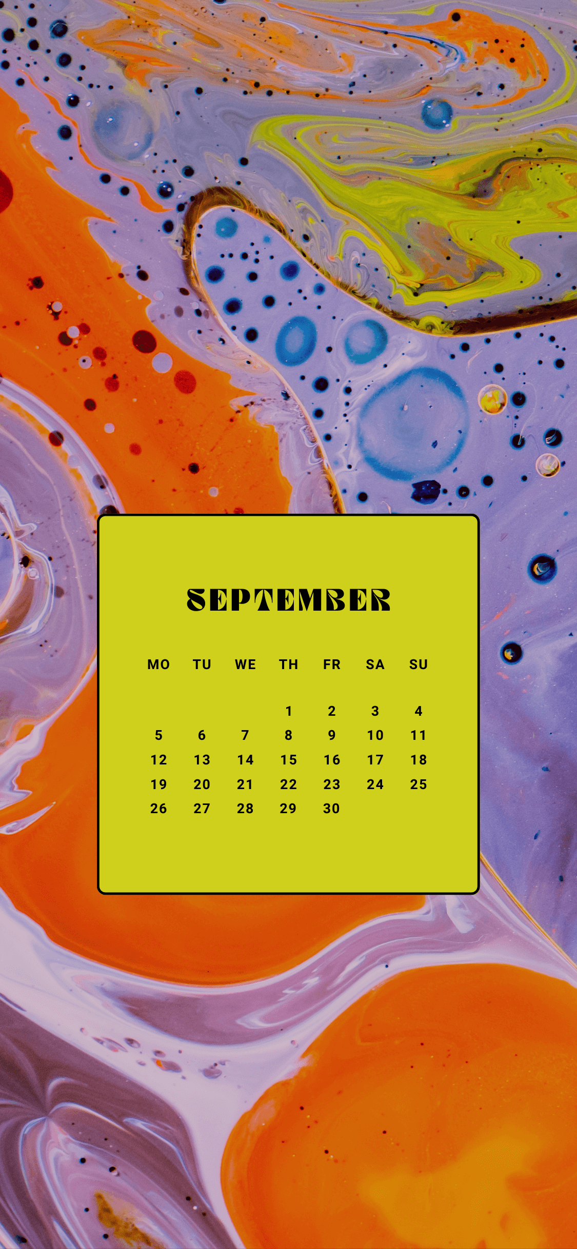 September Calendar Wallpaper for iPhone