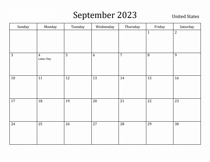 united states September 2023 Holidays Calendar