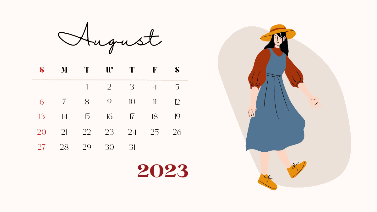 August 2023 Desk Calendar
