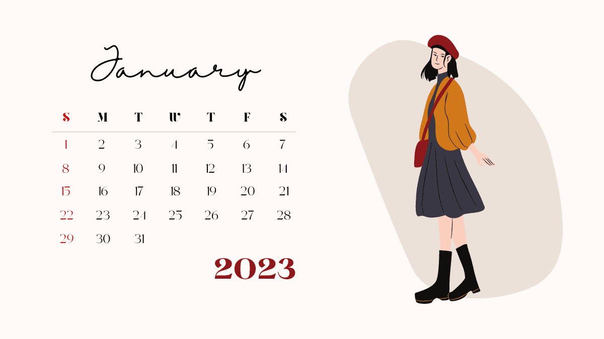 January 2023 Desk Calendar