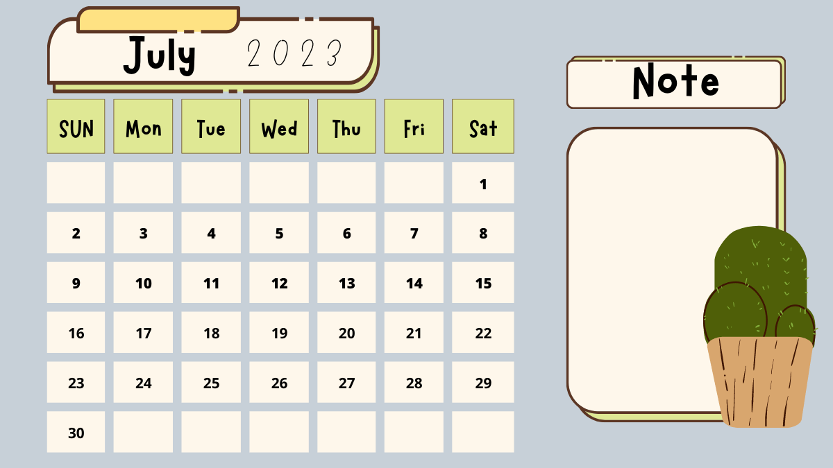 July 2023 Desk Calendar