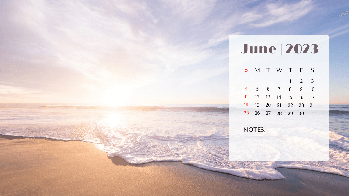 June 2023 Screensaver Calendar Wallpaper