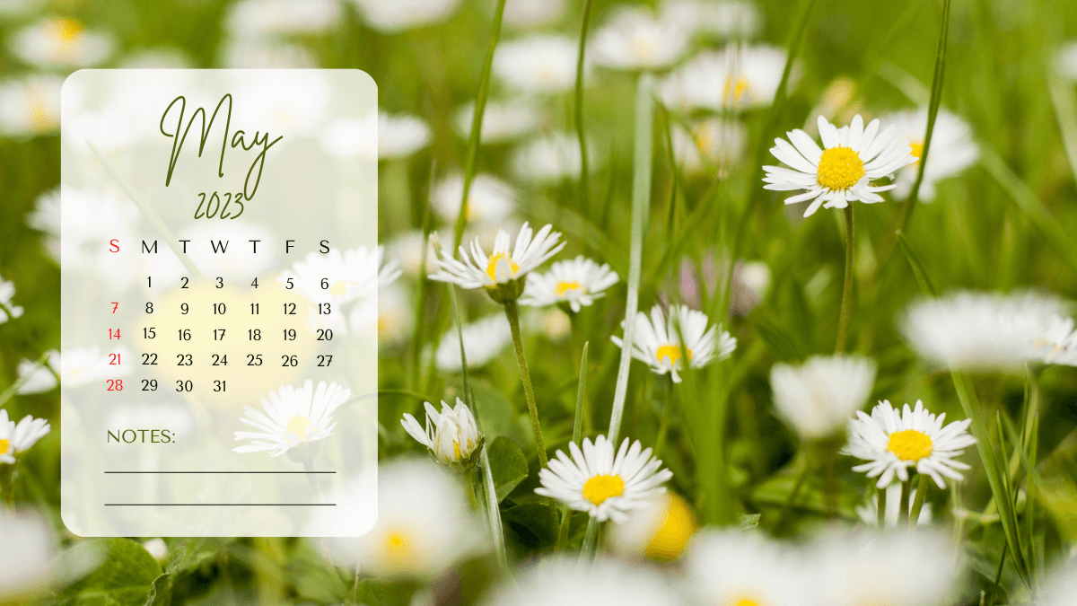 May Wall Calendar 2023 Floral