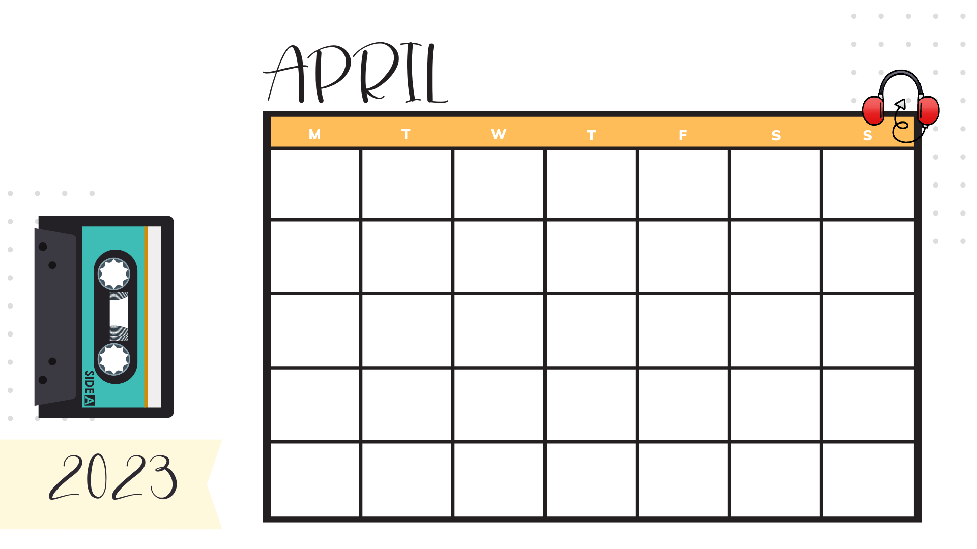 Retro April Calendar 2023