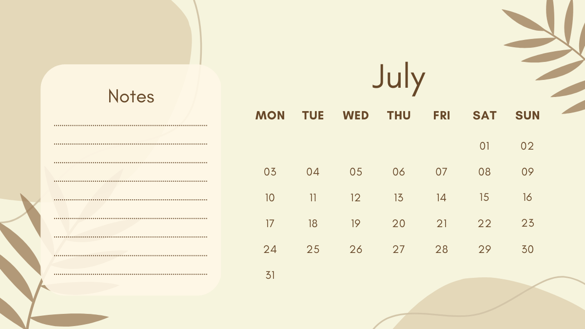 july calendar 2023 with notes
